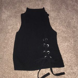 Black turtle neck tank top